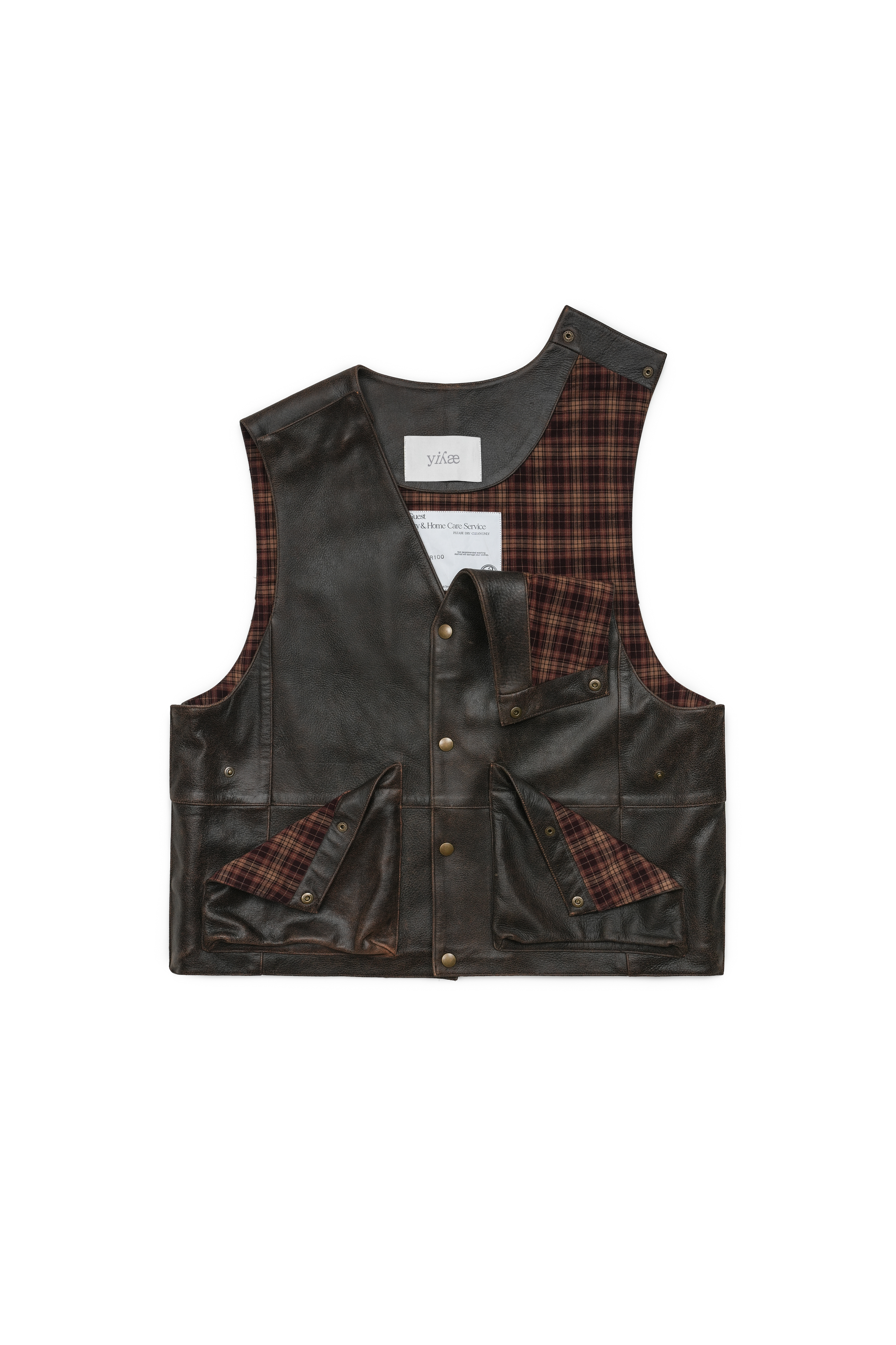 Inside Out Leather Vest _ Brown
